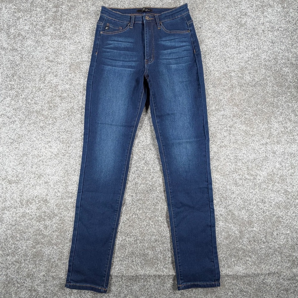 Kan Can‎ Super Skinny Jeans Womens 28 Blue Denim Dark Wash High Rise Whiskered